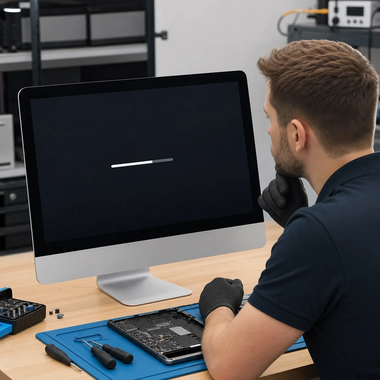 iMac stuck while booting
